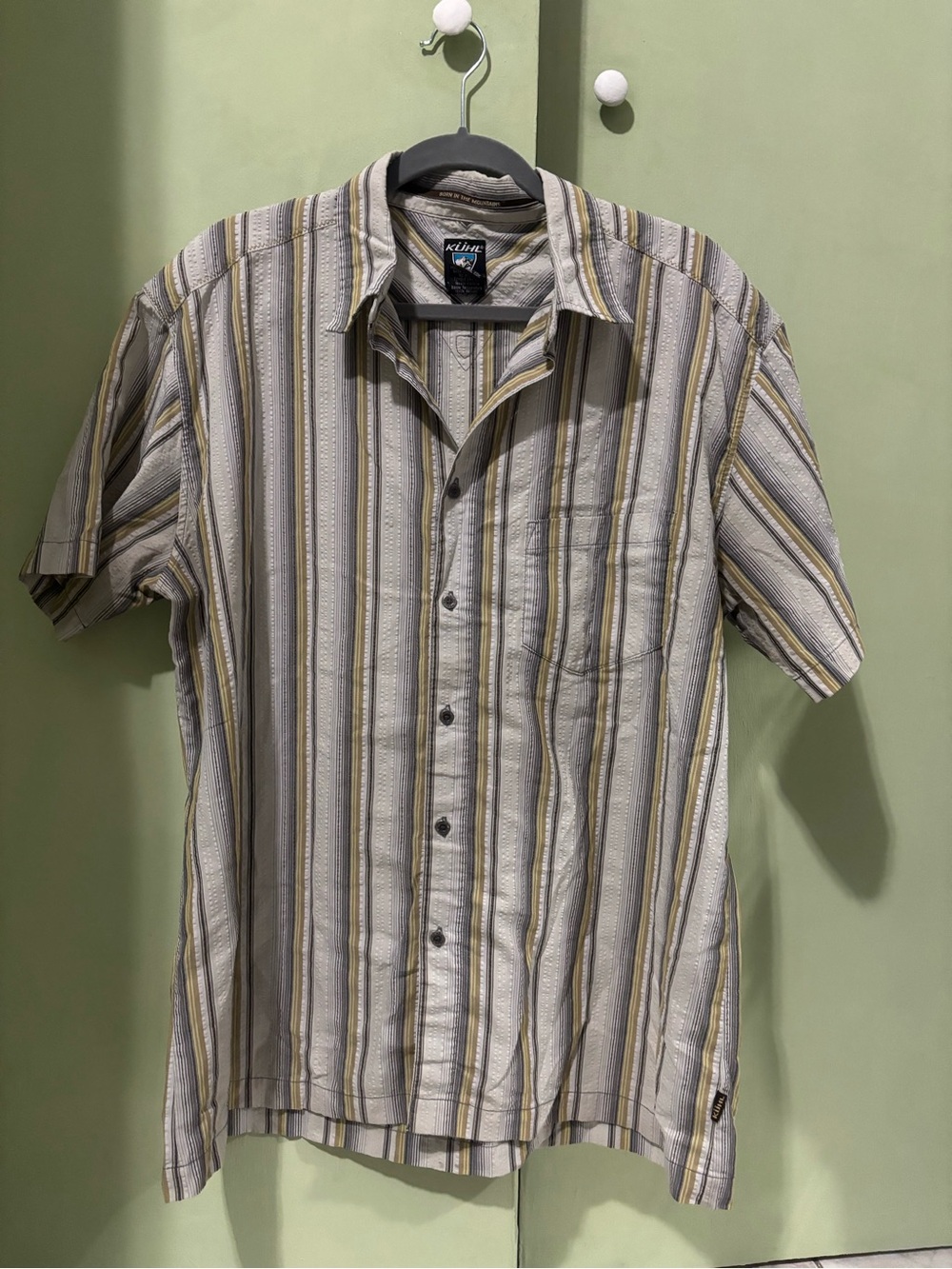 Kuhl Men's Short Sleeve Striped Button-Up Shirt - Beige/Yellow